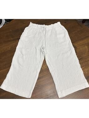 Women’s UGG Karrie Wide Leg Cotton Gauze Pants White Drawstring Size Medium